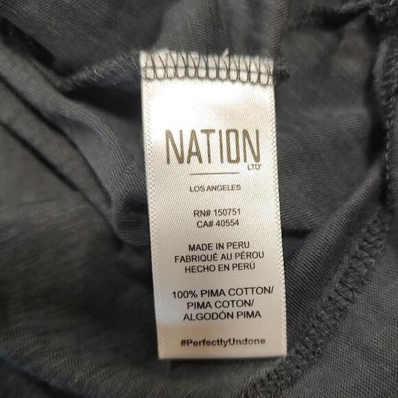 Nation LTD Roman Tiered T Shirt Dress Pima Cotton Gray Smocked Flutter Sleeve S - Picture 8 of 9